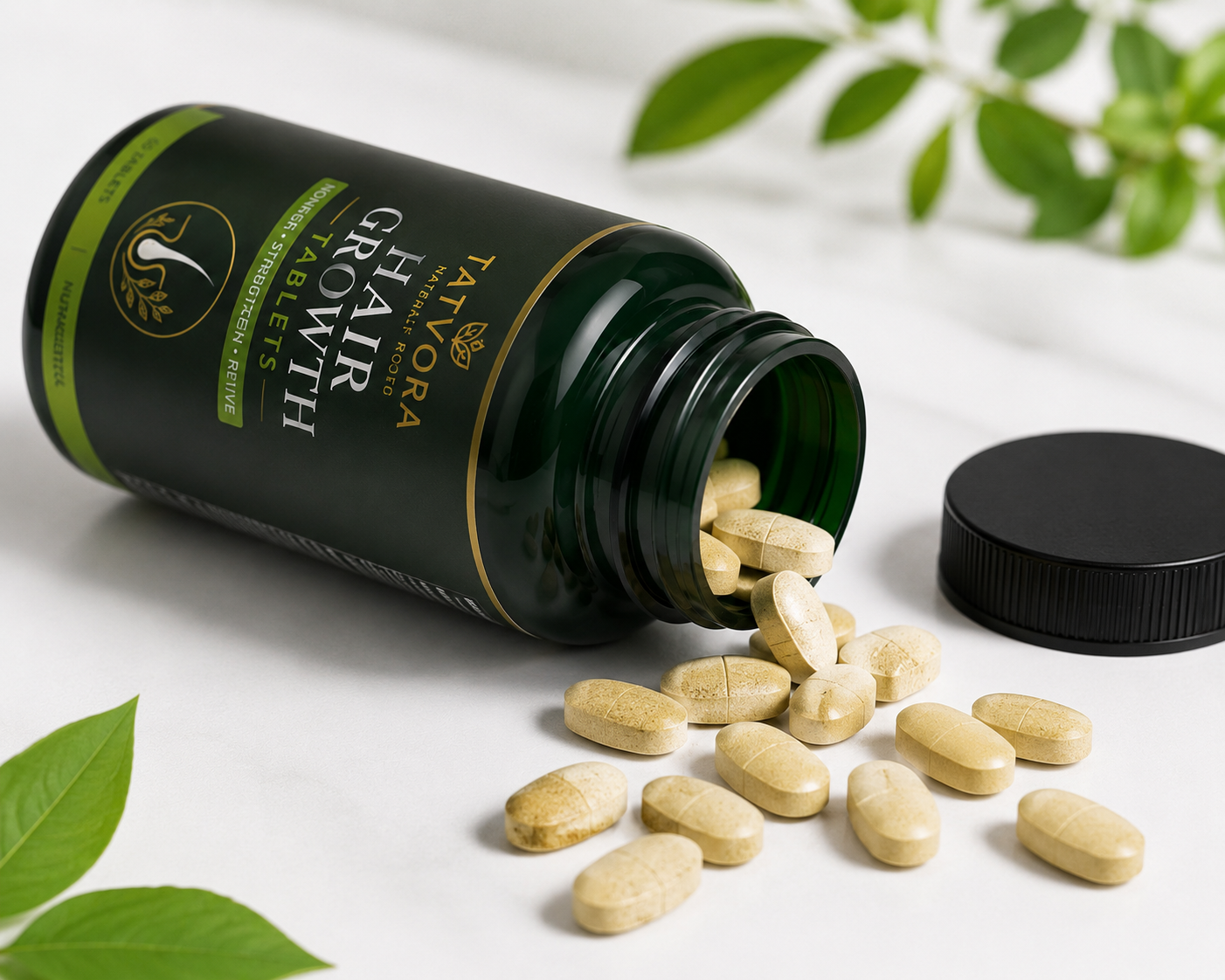 Tatvora Hair Growth Tablets | Biotin, Zinc & Herbal Blend | Supports Stronger, Thicker & Healthier Hair | 60 Tablets