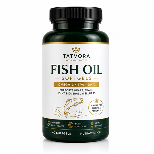 Tatvora Fish Oil Softgels | Omega-3 (EPA & DHA) | Supports Heart, Brain & Joint Health | 60 Softgels