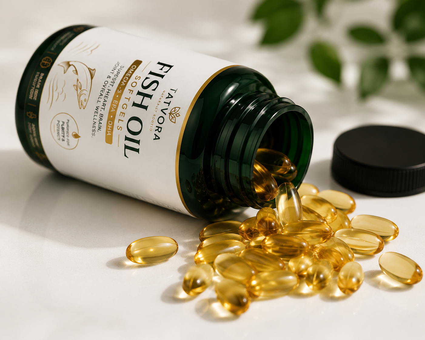 Tatvora Fish Oil Softgels | Omega-3 (EPA & DHA) | Supports Heart, Brain & Joint Health | 60 Softgels